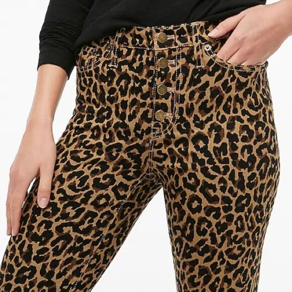 NEW J.Crew Leopard 9” Rise Button Fly Skinny Jeans - Picture 2 of 11